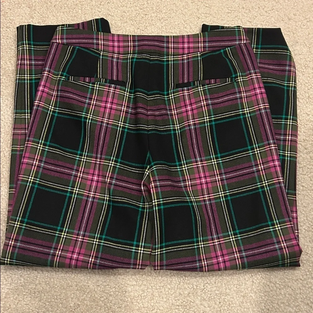 J.Crew Kate straight-leg pant in a pink Stewart tartan wool blend